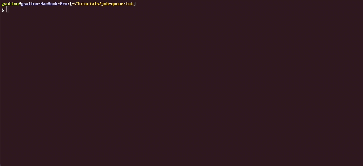 GIF demonstrating the process of opening a shell into the PHP container and adding jobs to the queue